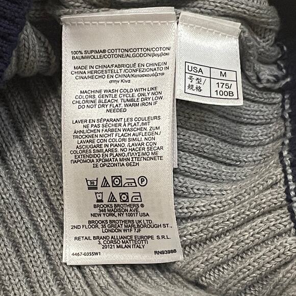 Brooks Brothers 346 M Sweater Vest | Gray Supima Cotton, V-Neck Knit Sleeveless - Picture 4 of 6